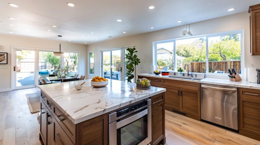 Kaneohe home renovation in Crown Terrace featuring open concept layout and luxury vinyl plank flooring